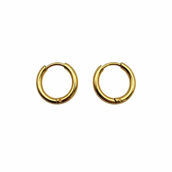 #104 | 10 mm | Hoop/ Huggie Earrings - Gold - Picture 1 of 6